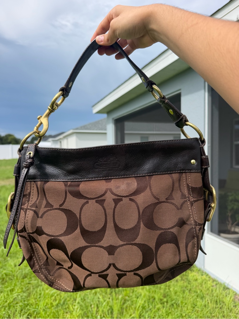 Chocolate brown coach Zoe with gold hardware